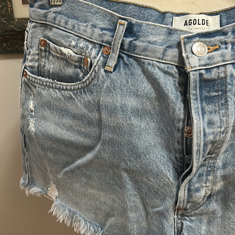 Agolde Light Blue Jean Shorts - Picture 9 of 11